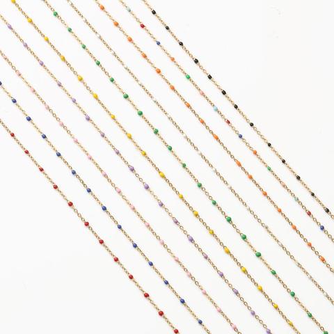 1 m/lote Rosario envuelto cables de Cable de acero inoxidable esmalte chapado en oro Cadena de cuentas para fabricación de joyería DIY collar de pulseras ► Foto 1/6