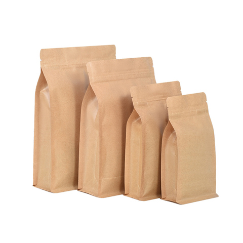 Bolsas de papel Kraft con cierre resellable, bolsas de embalaje de sellado con calor para alimentos, para almacenamiento de granos de té y nueces, paquete al por menor, 50 Uds. ► Foto 1/3