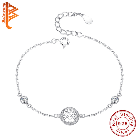 BELAWANG, venta al por mayor, gran oferta, pulsera Árbol de la vida de plata de ley 100% 925, pulsera de cadena de eslabones ajustable para mujeres, joyería de plata ► Foto 1/6