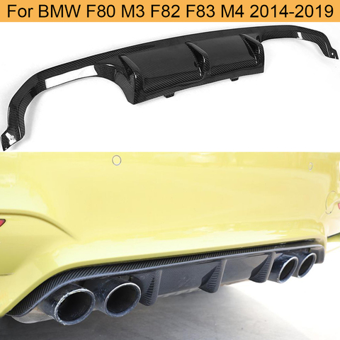 Coche difusor trasero para BMW F80 M3 F82 F83 M4 14-19 estándar lloguer de fibra de carbono para difusor de parachoques trasero Spoiler labial negro FRP ► Foto 1/6