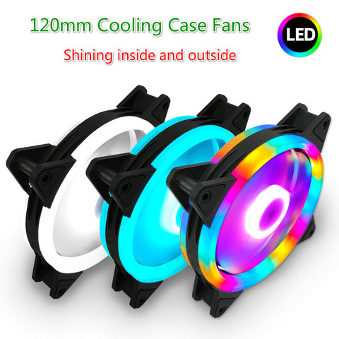 Nuevo estilo de computadora, ventilador LED de 120mm, ventilador de 120 MM, luz de anillo, azul, rojo, verde, ventilador de enfriamiento de ordenador de alta calidad, refrigerador para CPU ► Foto 1/6