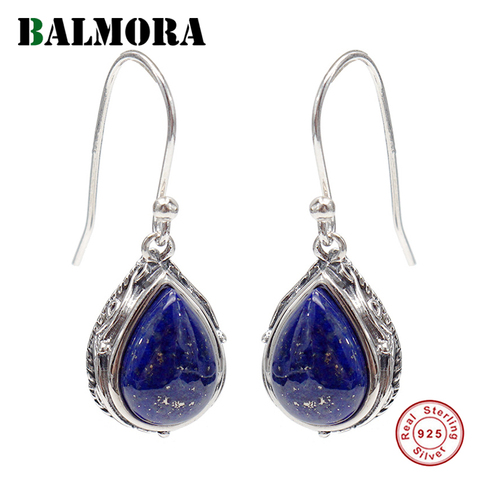 BALMORA-pendientes de gota de agua para mujer, de Plata de Ley 925, lapislázuli azul oscuro, regalo para madre, joyería elegante ► Foto 1/6