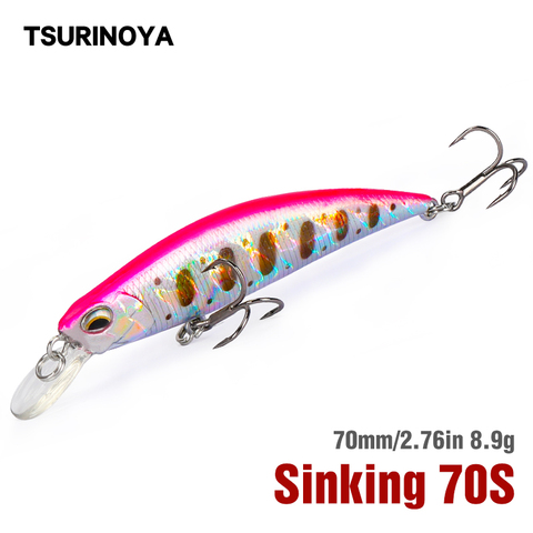 TSURINOYA nuevo Minnow Señuelos de Pesca DW75 se hunde Minnow cebo duro Wobbler 70S 70mm Crankbait agua dulce bajo señuelo para trucha Jerkbait ► Foto 1/6