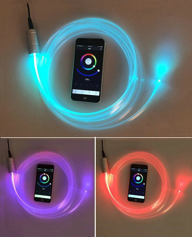 Minifuente de luz LED RGB para motor de coche, 12v, 3W, decoración, proyector de iluminación de fibra óptica, APP controlada, cable tipo T de 3mm ► Foto 1/6