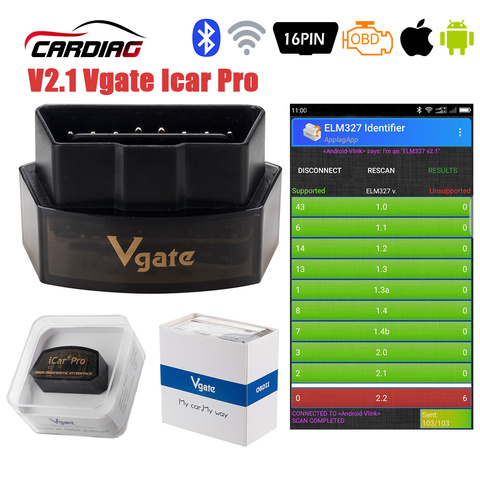 Vgate-herramienta de diagnóstico automático de coche iCar Pro ELM 327, escáner OBD2, Bluetooth 4,0, WIFI, para Android/IOS, V2.1, iCar Pro, lector de código ► Foto 1/5