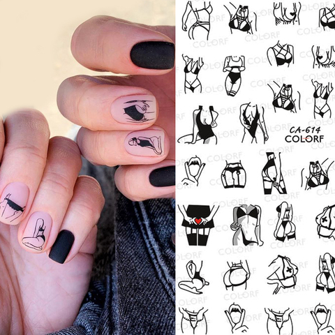 Uds. De calcomanías para uñas abstractas para mujer, calcomanías para agua adhesivos, decoración para uñas artísticas, tatuaje deslizante, manicura ► Foto 1/6