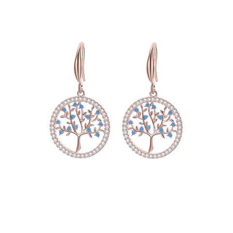 Pendientes colgantes de circonia cúbica con árbol de la vida hueco para Mujer, accesorios, Color elegante, joyería 2022 ► Foto 1/6