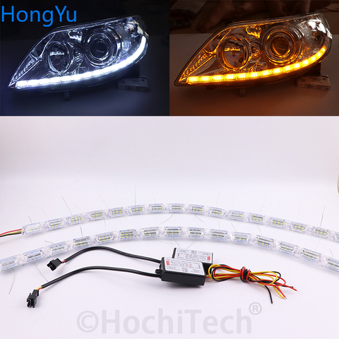 Tira de luces LED Flexible con señal de giro DRL, luces diurnas con función de Ángel y lágrimas de cristal, color blanco y amarillo ► Foto 1/6