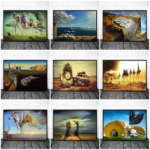 Pinturas en lienzo de la famosa Pared de Dalí, pósteres e impresiones artísticos de pared para decoración del hogar y la sala de estar ► Foto 1/6