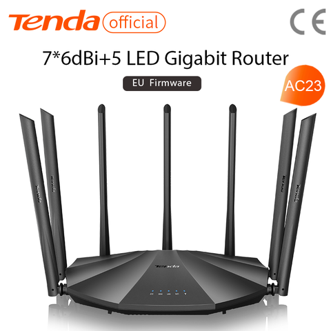 Tenda-enrutador inalámbrico AC23 Gigabit de doble banda AC2100 repetidor Wifi con antenas de alta ganancia de 7 * 6dBi cobertura más amplia, fácil configuración ► Foto 1/5