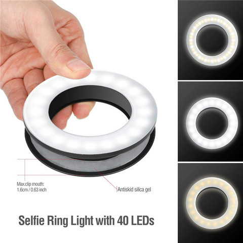 Anillo de luz LED 3200K-6500K para Selfie, lámpara con carga USB para iPhone, Android, Clip, vídeo en vivo, Vlog, luces de relleno para Tiktok, Youtube ► Foto 1/1