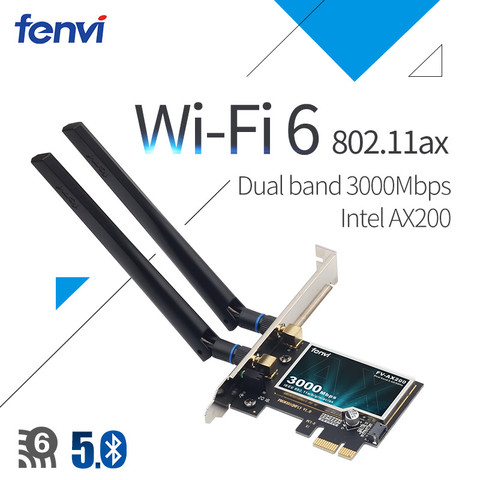 Adaptador Wifi6 de 2974Mbps, Intel AX200 tarjeta Wifi, inalámbrico por Bluetooth 5,0, banda Dual 2,4G/5Ghz 802.11ax/ac para escritorio de Windows 10 ► Foto 1/6