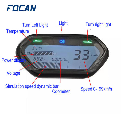 Odómetro Digital LCD Universal para motocicleta eléctrica, velocímetro, tacómetro, 48V, 60V, 72V ► Foto 1/4