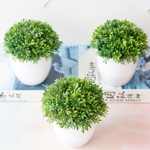 1 Uds plantas artificiales bonsái pequeño árbol plantas flores en maceta adornos para la decoración de la casa Hotel bonsái de jardín regalo ► Foto 1/5