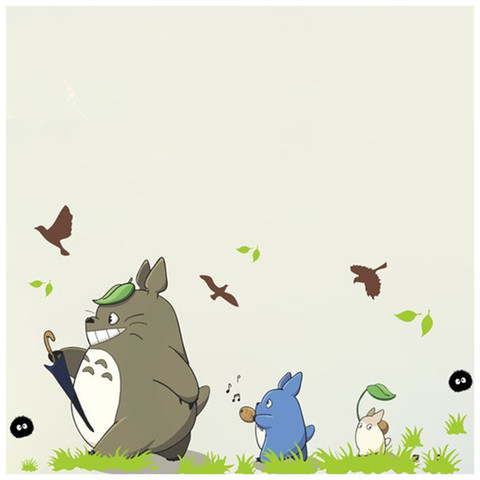 Calcomanías de dibujos animados 3d de Totoro para pared, mural de vinilo, decoración para habitación de niños, póster de anime, papel tapiz, 90x60cm, 3 estilos ► Foto 1/5