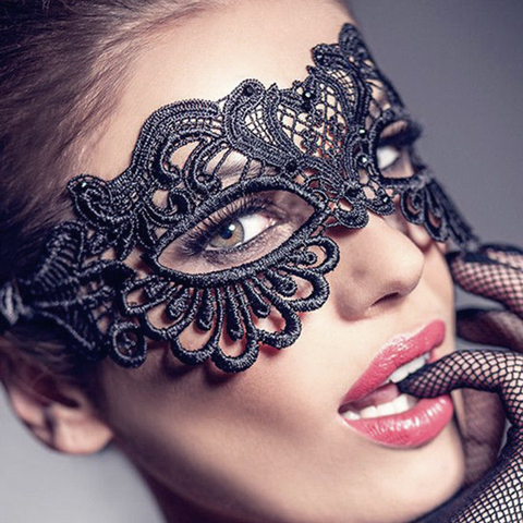 ¡Gran oferta! Mascarilla de encaje calado para mujer, máscara de cara de Mascarada, traje con accesorios para fiesta de graduación, mascarada de Halloween, Sexy ► Foto 1/5