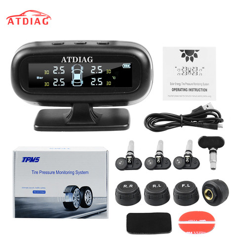 ATDIAG-Barra de carga Solar USB TPMS, pantalla Psi C', alarma de presión de neumáticos, herramienta Digital, sistema de monitoreo de aire de neumáticos ► Foto 1/6