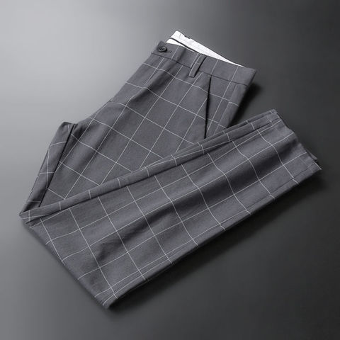 Pantalones de vestir informales para hombre, pantalones sencillos ajustados, traje de negocios, Formal, a cuadros, L94, novedad de verano y otoño, 2022 ► Foto 1/6