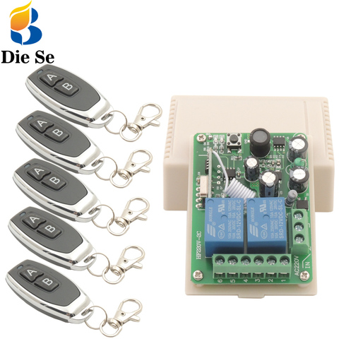 Interruptor de Control remoto Universal rf, 433MHz, 110V, 220V, 2 canales, receptor de relé rf y transmisor para garaje y Control de puerta ► Foto 1/6