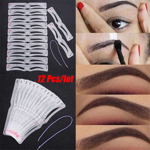 12 unids/set aseo ceja plantilla Kit de herramientas de maquillaje de bricolaje belleza esténcil plantilla para cejas para las mujeres herramientas de belleza Accesorios ► Foto 1/6