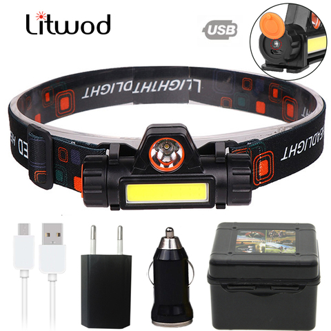 Faro luz de trabajo traje de batería para pesca impermeable 18650 bombillas Led Litwod Q5 Ion de litio Camping, ciclismo 2 modo con ► Foto 1/6