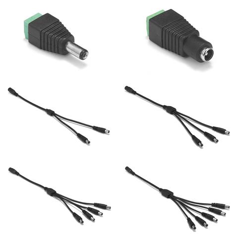 5,5x2,1mm Cable separador CC 1 hembra a 2 3 4 5 6 8 hombre como Jack de alimentación DC Cable de conector para luz de tira LED CCTV ► Foto 1/6