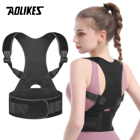 AOLIKES-Corrector de postura ajustable para hombre y mujer, corsé de tirantes para espalda correa de espalda, soporte Lumbar, Corrector recto, S-XXL ► Foto 1/6