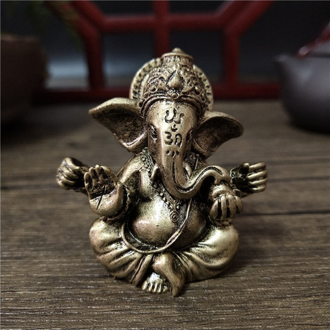 Estatua de Ganesha de Color bronce, estatua de Buda de elefante, escultura de Dios indio, figuritas de decoración para el hogar y la Oficina ► Foto 1/6