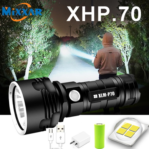 ZK5-Linterna LED de gran alcance L2 XHP50, táctica, recargable vía USB, resistente al agua, Ultra brillante, para acampar ► Foto 1/6