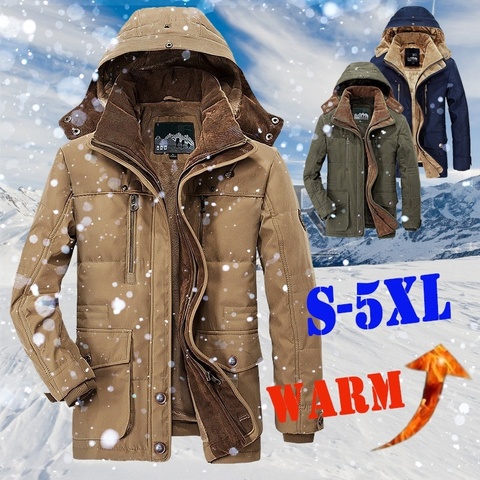 Chaqueta con capucha de lana para hombre, Parkas gruesas, prendas de vestir, sombrero, abrigos desmontables, S-5XL de invierno ► Foto 1/6