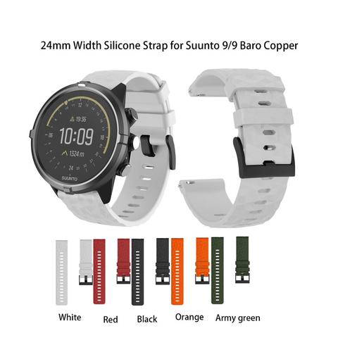 Correa de reloj para SUUNTO 9 Baro, banda de silicona de 24mm de ancho para deportes al aire libre, repuesto de pulsera para SUUNTO 9 Baro Copper/Spartan band ► Foto 1/6