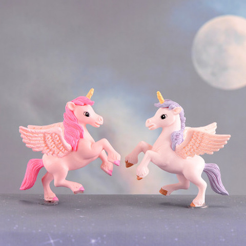 Figuras de acción de PEGASO de dibujos animados para niños, 1 unidad, unicornio, poni suculentas, adornos de montaje, regalos, Juguetes ► Foto 1/6