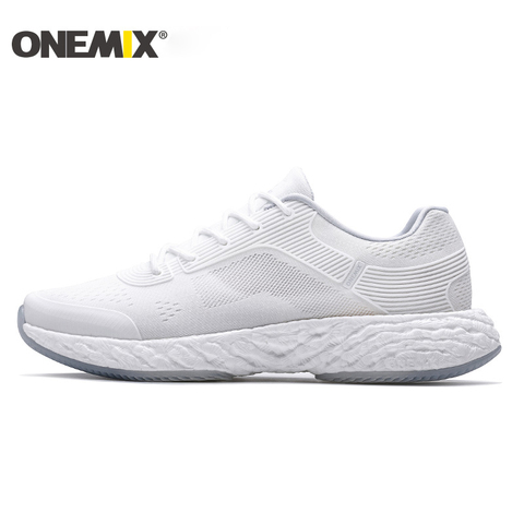 ONEMIX zapatillas blancas, zapatillas de correr para hombre, zapatillas de exterior suaves, zapatos deportivos para caminar, viajar, caminata, trotar ► Foto 1/6