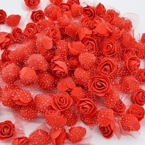 50 unids/lote 3,5 cm PE espuma Rosa cabezas de flores artificiales de seda para hogar jardín bricolaje pompón coronas suministros para decoración de boda ► Foto 1/6