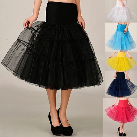 2022 primavera Cosplay enaguas mujer Underskirt 65CM longitud rodilla corto para boda enaguas 3 capas Puffy Organza noche tutú ► Foto 1/6