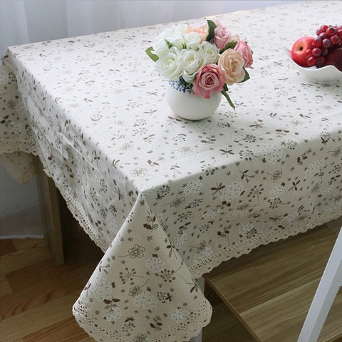 Mantel Rectangular de encaje de lino para mesa de comedor, mantel decorativo para el hogar, cubierta para mesa ► Foto 1/5