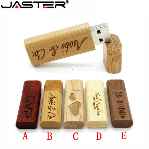 JASTER de madera de bambú USB flash drive de madera pendrive 4GB 8GB 16GB 32GB 64GB de memoria de disco U personal Regalo 1 Uds logotipo gratis ► Foto 1/5