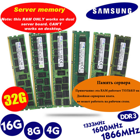 SAMSUNG-Memoria RAM DDR3, capacidad de 4GB, 8GB y 16GB, 2RX4, PC3, frecuencia de 1866Mhz, 1600MHz o 1333 MHz, ECC REG, para servidor de memoria RAM ► Foto 1/6