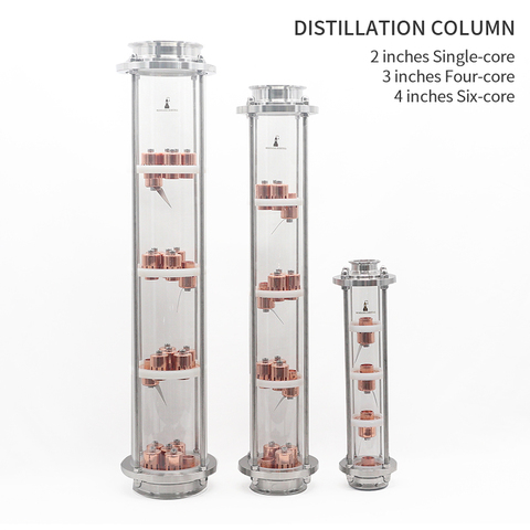 HOOLOO-columna de destilación de placas de burbuja de cobre puro, columna de rectificación de vidrio de alta calidad de un/cuatro/seis núcleos ► Foto 1/6