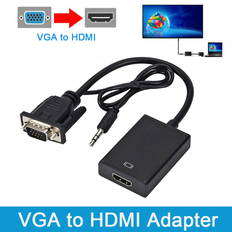 Adaptador VGA a HDMI de 1080P, convertidor macho a hembra, Conector de Audio de 3,5mm para PS4, portátil, PC y proyector ► Foto 1/6