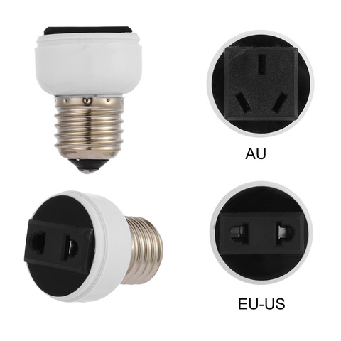 Conector de clavija E27 ABS, accesorios de bombilla, adaptador de Base de bombilla, tornillo, Portable, blanco, para EE. UU./UE/AU, 1 ud. ► Foto 1/6