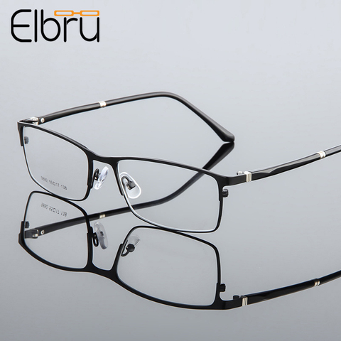 Elbru Anti-Luz Azul Metal cuadrado montura de gafas marco hombres negocios clásico marco completo óptica, gafas para Miopía ► Foto 1/6