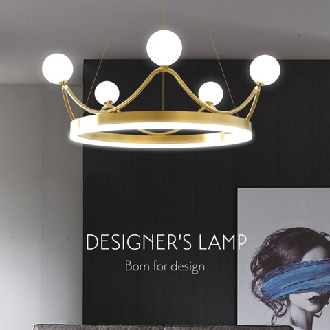 Lámpara de araña de techo LED de lujo, moderna, con diseño de corona, para sala de estar, dormitorio, niños, 220V /110V ► Foto 1/6