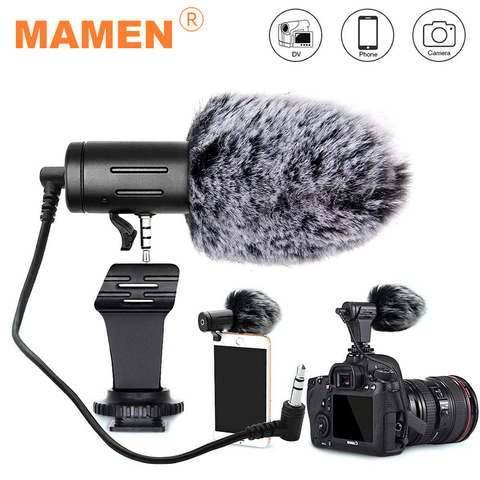 MAMEN, micrófono de cámara con enchufe de 3,5mm, micrófono de condensador de grabación, micrófono de estudio de Audio Ultra ancho para Canon, Sony, Nikon, DSLR, DV, Vlog ► Foto 1/6