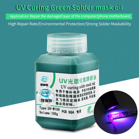 Máscara de Soldadura Curable UV tinta aceite verde tintas fotosensible a los rayos UV pasta de soldadura fundente BGA PCB pintura prevenir el arco Corrosivo ► Foto 1/6