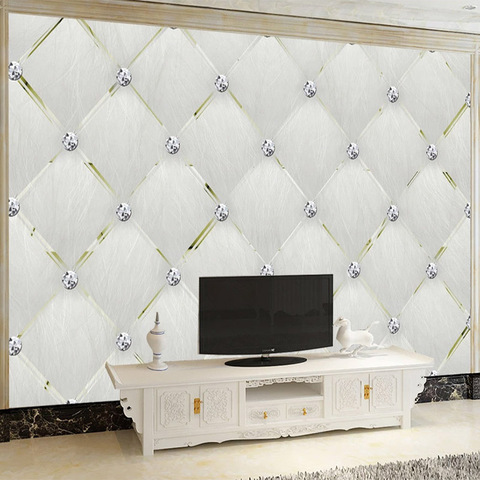 Papel tapiz 3D personalizado estilo europeo, Rollo suave de diamante Simple, Fresco, sala de estar, TV, sofá, dormitorio, papel tapiz de decoración de lujo para el hogar ► Foto 1/6