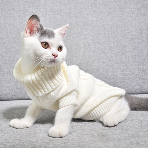 Suéter para perro o gato de algodón cálido invierno gato ropa de punto jersey para cachorros gatito chaleco para gatos pequeños perros Chihuahua, suministros para mascotas ► Foto 1/6