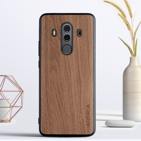 Diseño de madera caso de Huawei Mate 10 Lite suave TPU material de silicona y madera de cuero de la PU DE LA PIEL cubre coque fundas mate 10 Pro ► Foto 1/6