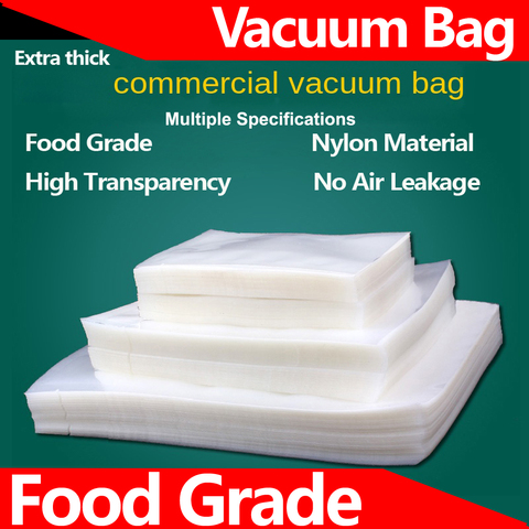 Bolsa de vacío PE vacío bolsas de sellado comercial bolsa de vacío bolsa de embalaje de plástico de superficie lisa de plástico sellador al vacío de alimentos bolsas 100 Uds ► Foto 1/6