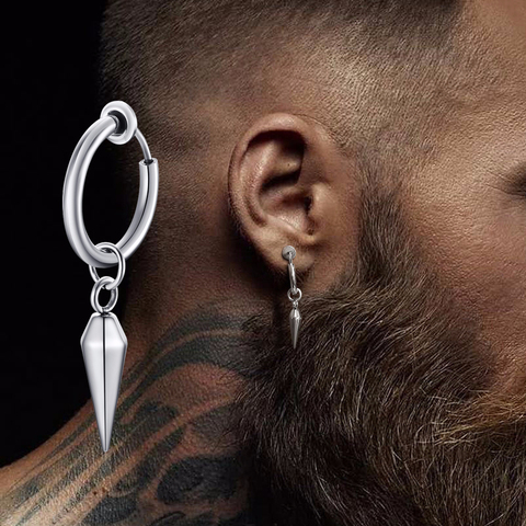 Pequeño árbol único SPIKE ONCH pendientes para hombres aro con bisagras joyería de acero inoxidable para hombre ► Foto 1/5